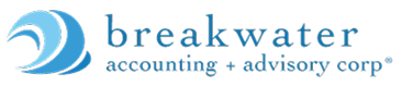breakwater logo Breakwater Accounting + Advisory Corp logo with a blue wave icon above the company name.